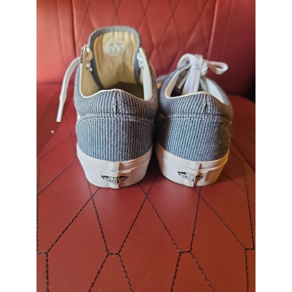 VANS Blue/White Striped Low Top Lace-Up Sneakers Casual Athletic Shoe Size  7.5